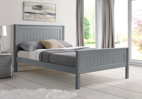 Grey wood bed frame wooden - bed,