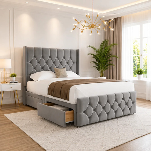 Chesterfield winged divan bed - divan,