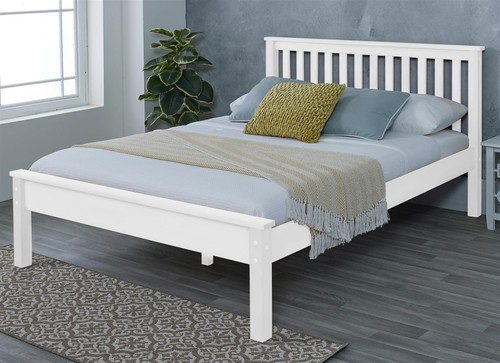 White wood bed frame bedstead - white,