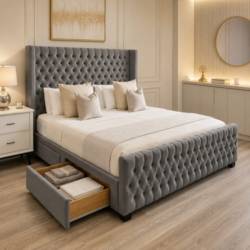 Winged headboard divan - divan, bed