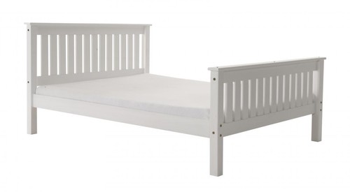 White wooden bed pine slatted - pine,