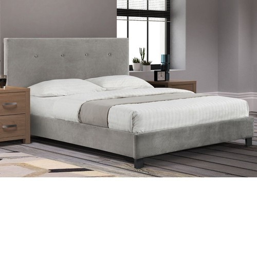 Grey velvet bed shoreditch - velvet, bed,