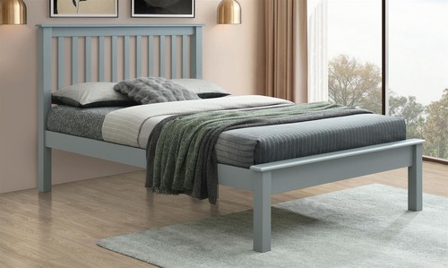 Grey wood wooden bed frame - bed, frame.low