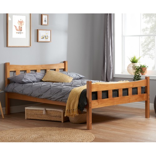 Pine wooden bed - wooden, high