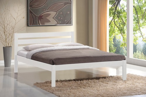 White wood wooden bed