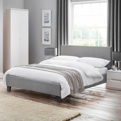 Grey fabric bed - fabric, bed,