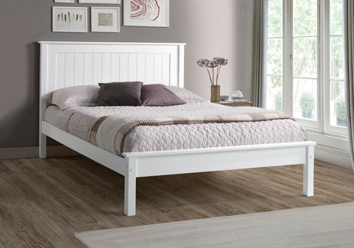 Pure white wood bed frame - pure, white,wood,bed